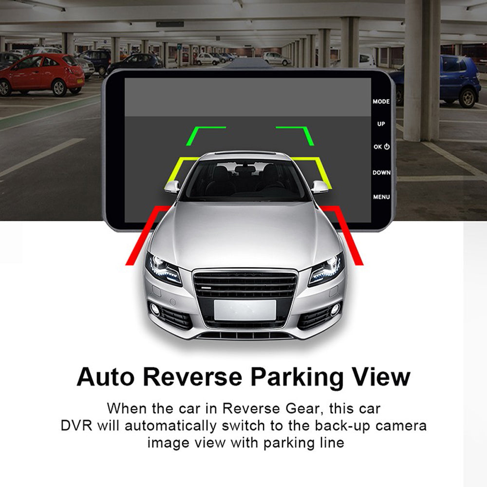 Touch Screen Dash Cam 4" 1080P Dual Lens Car DVR Recorder Front and Rear Camera