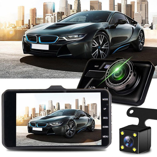 Touch Screen Dash Cam 4" 1080P Dual Lens Car DVR Recorder Front and Rear Camera