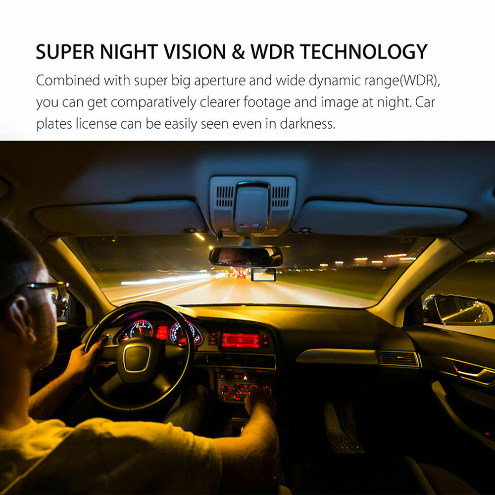 Touch Screen Dash Cam 4" 1080P Dual Lens Car DVR Recorder Front and Rear Camera
