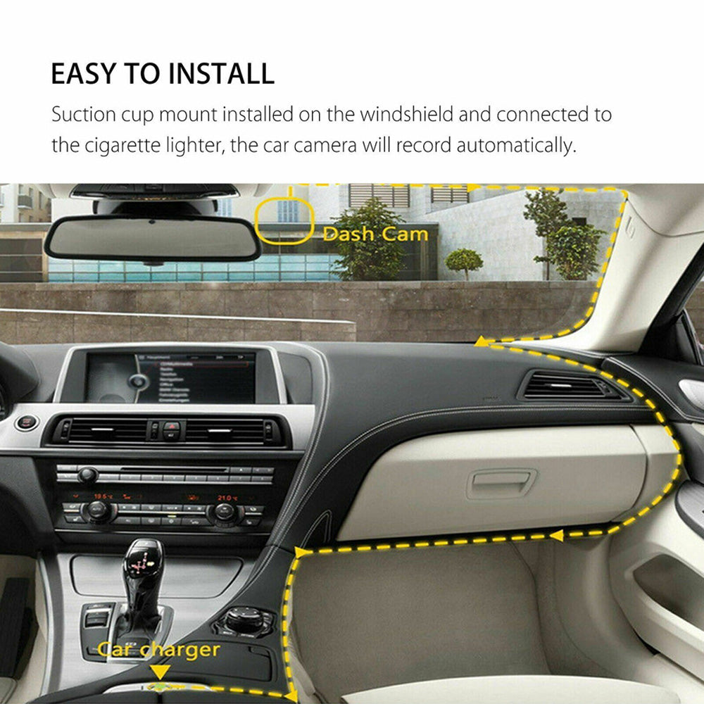 Touch Screen Dash Cam 4" 1080P Dual Lens Car DVR Recorder Front and Rear Camera