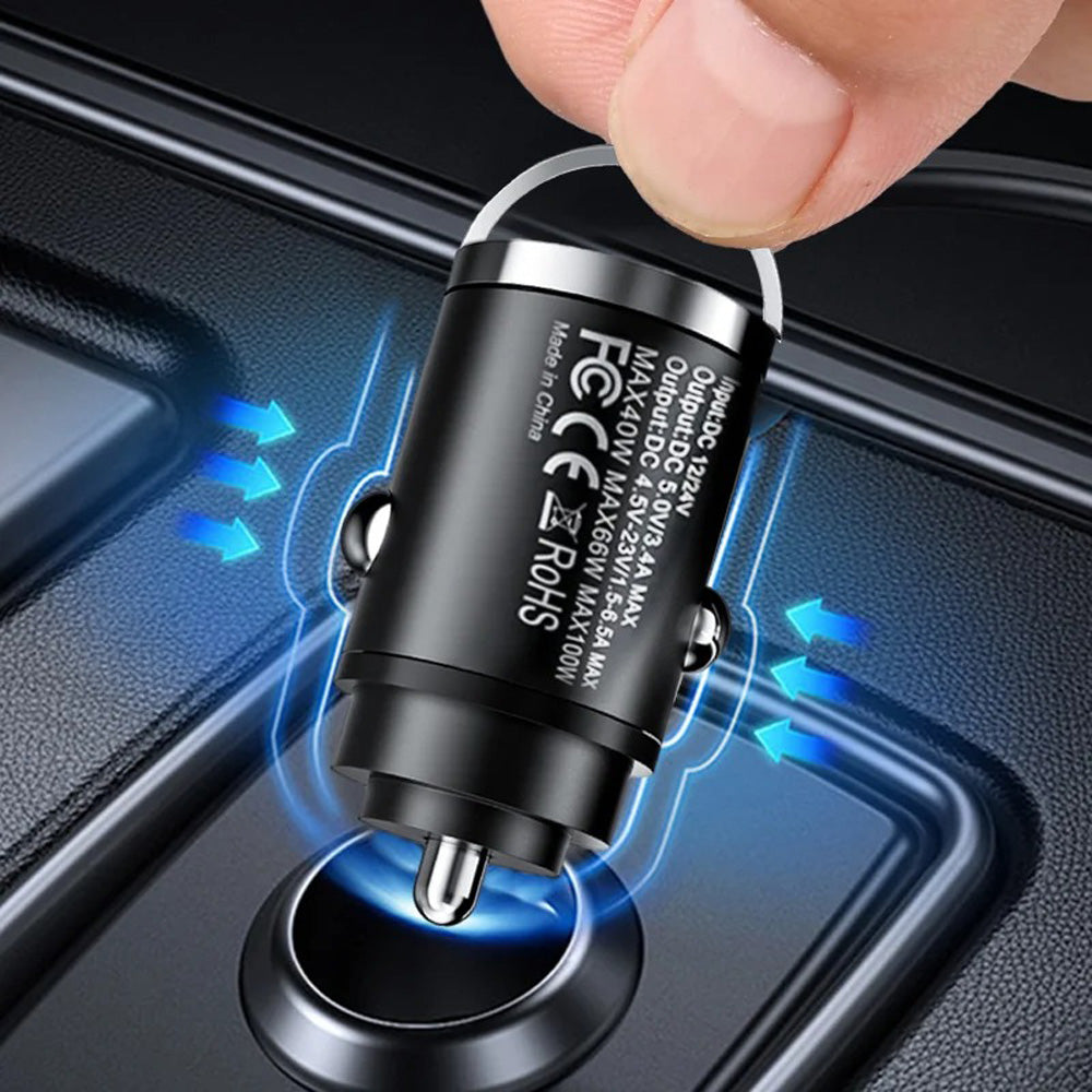 100W Type C USB Phone Charger QC3.0 Black Fast Charging Car Interior Accessories
