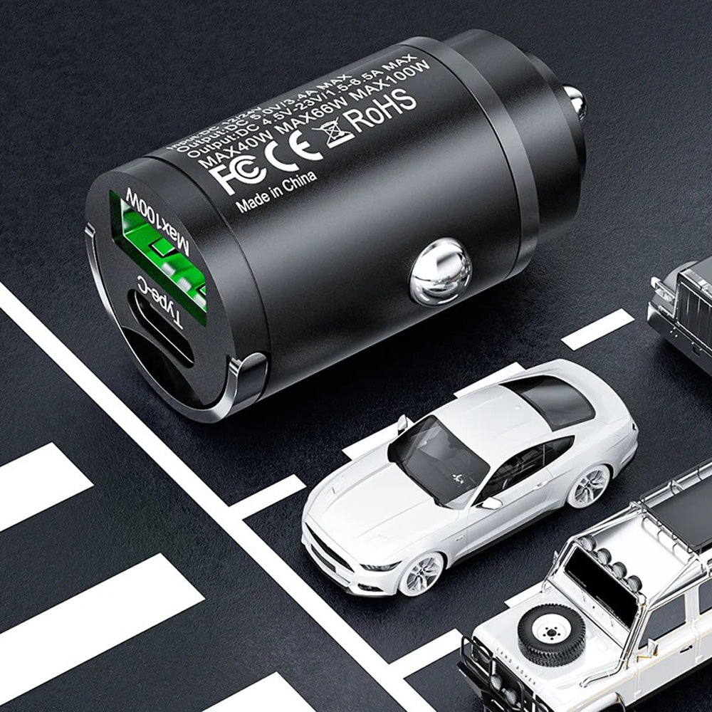 100W Type C USB Phone Charger QC3.0 Black Fast Charging Car Interior Accessories