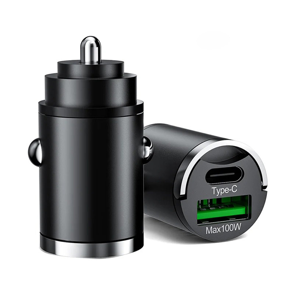 100W Type C USB Phone Charger QC3.0 Black Fast Charging Car Interior Accessories