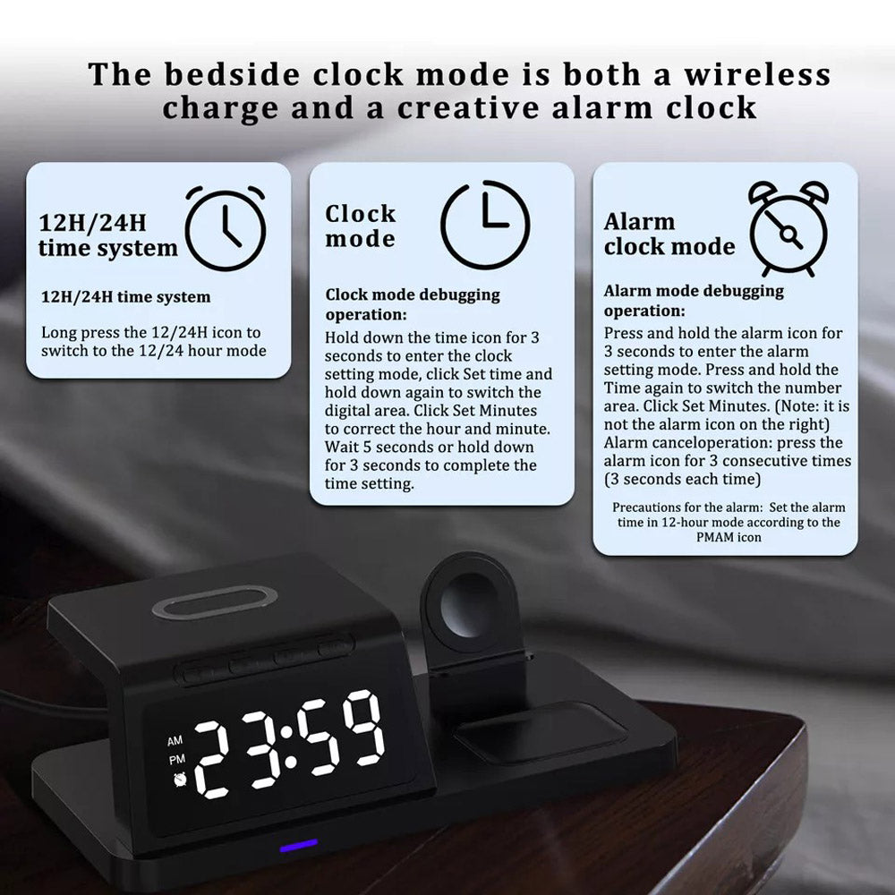 4in1 Fast Wireless Charger Station Dock For Apple Watch iPhone 15 14 13 Pro Max