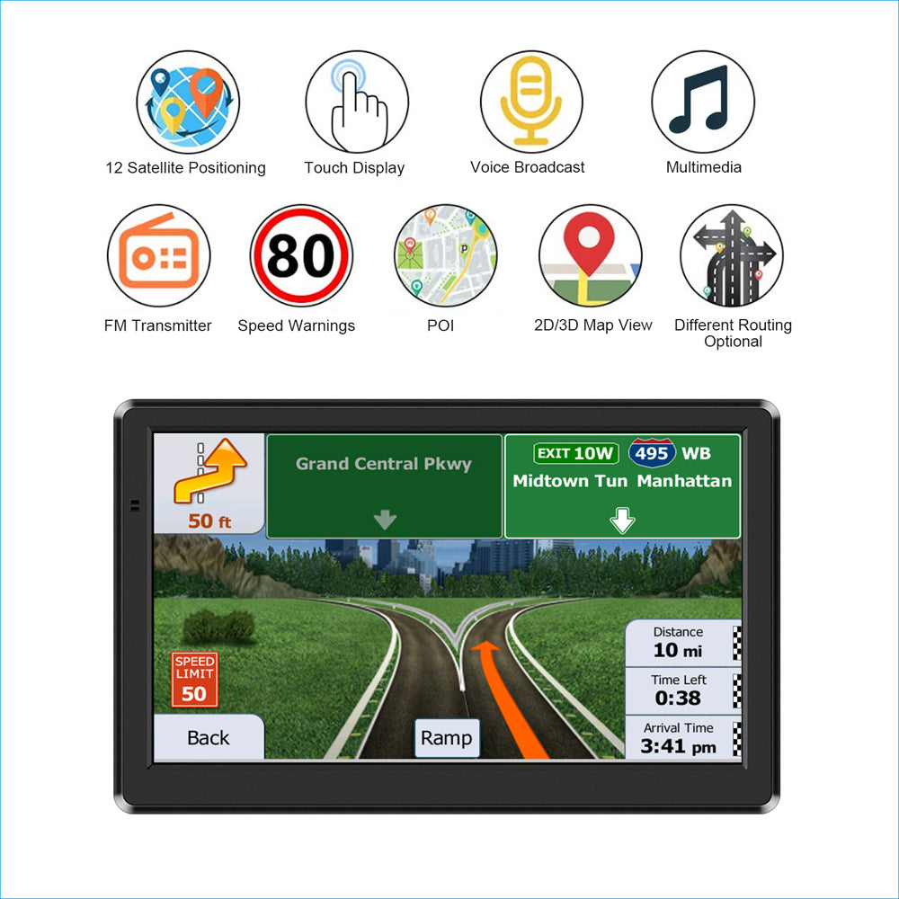 GPS Navigation For Car/Truck Touch Screen Maps w/ Spoken Direction 7" 8G+256M