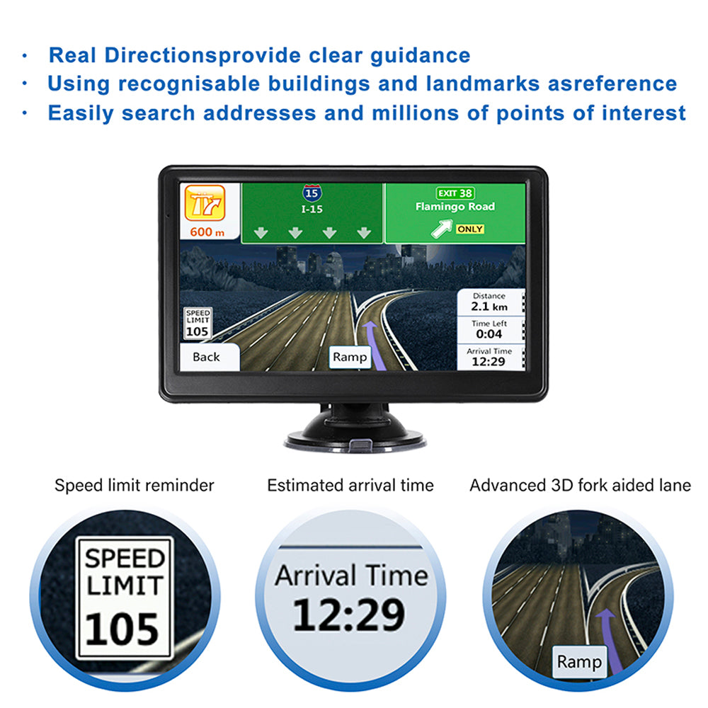 GPS Navigation For Car/Truck Touch Screen Maps w/ Spoken Direction 7" 8G+256M