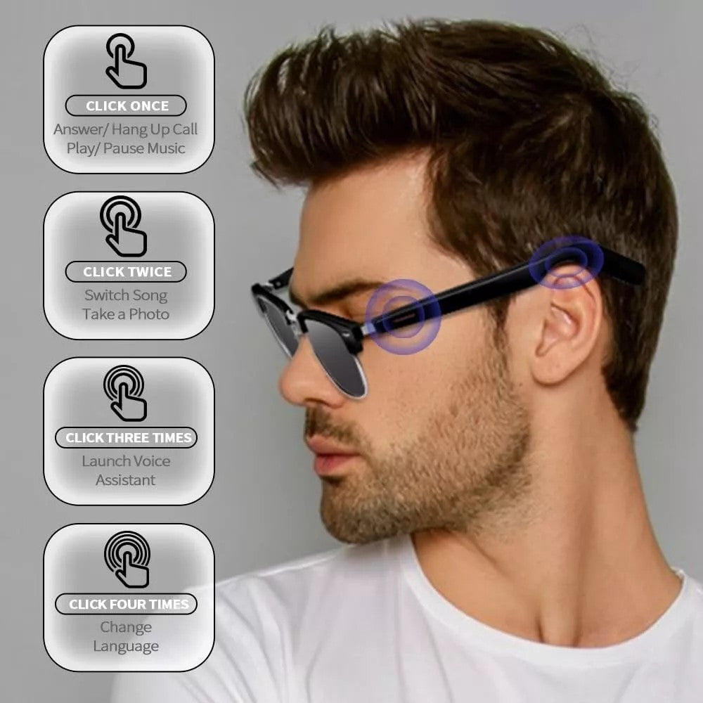 Smart Glasses Bluetooth Audio Glasses Stereo Music Call Headset Voice Control