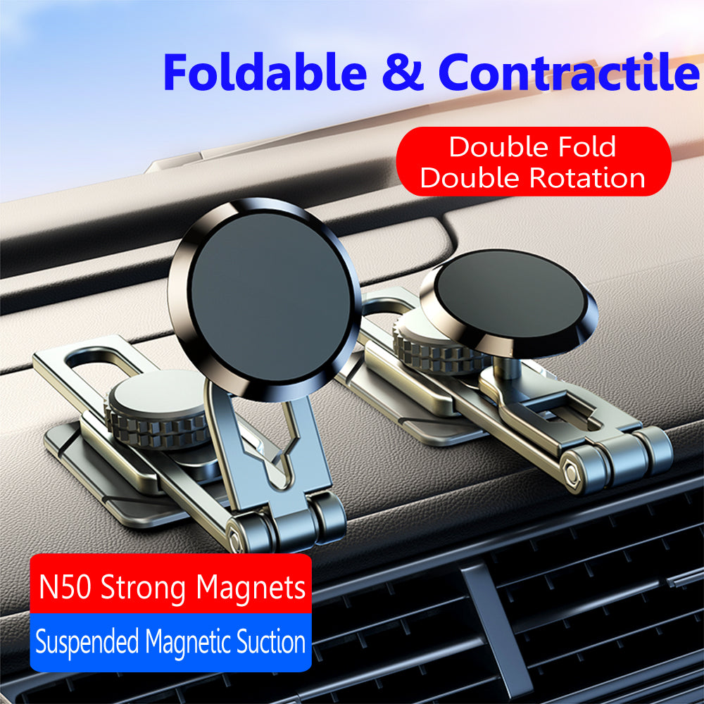360° Rotation Magnetic Phone Holder Foldable Car Mount Stand Dashboard Universal