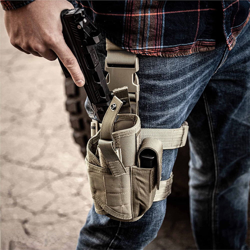 Tactical Holster Adjustable Pistol Gun Drop Leg Thigh Magazine Pouch Right Hand Hunting Shooting Sport Accessory For Men Women