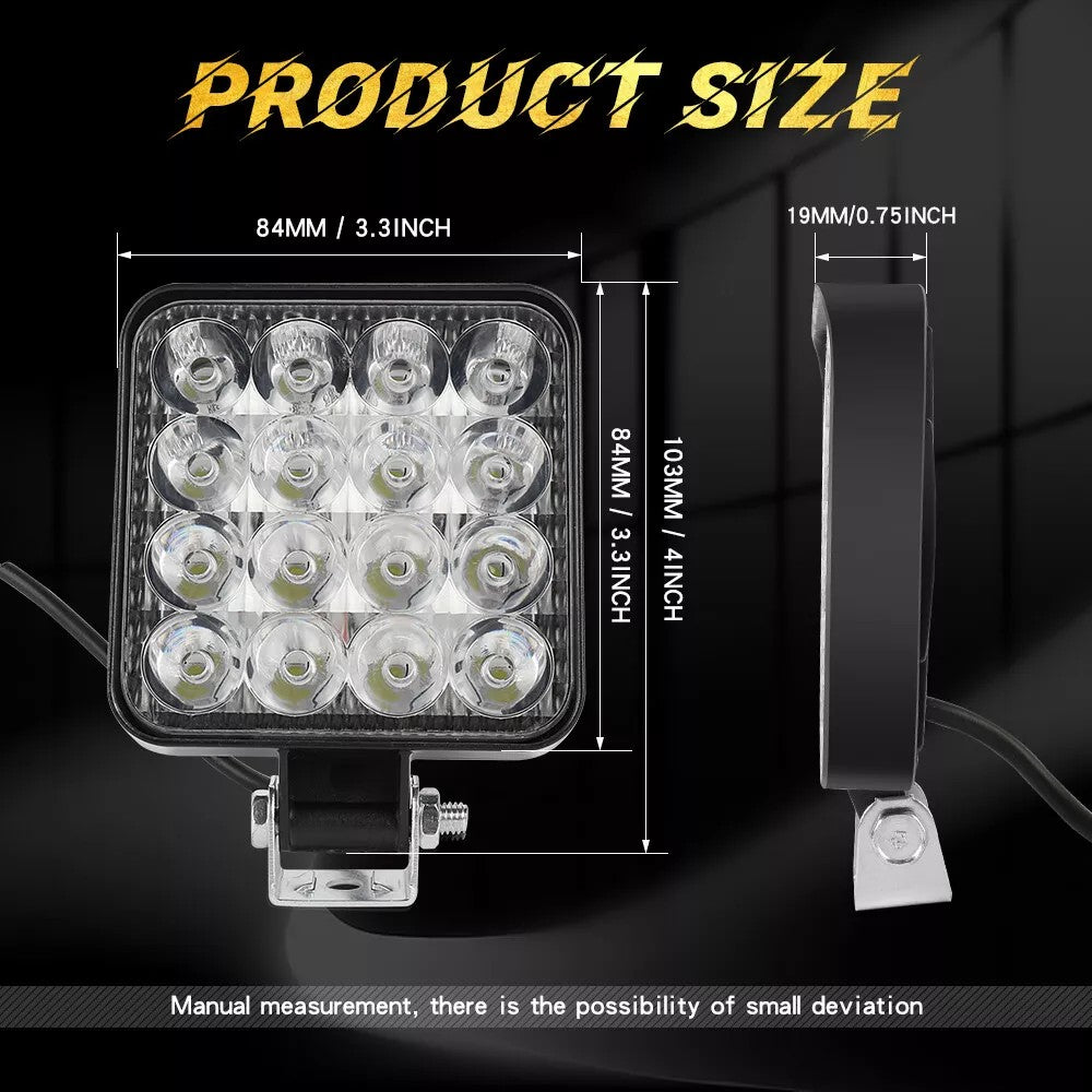 12V 4PCS Square LED Work Light Pods Spot Lights For Truck Off Road 4X4 Tractor