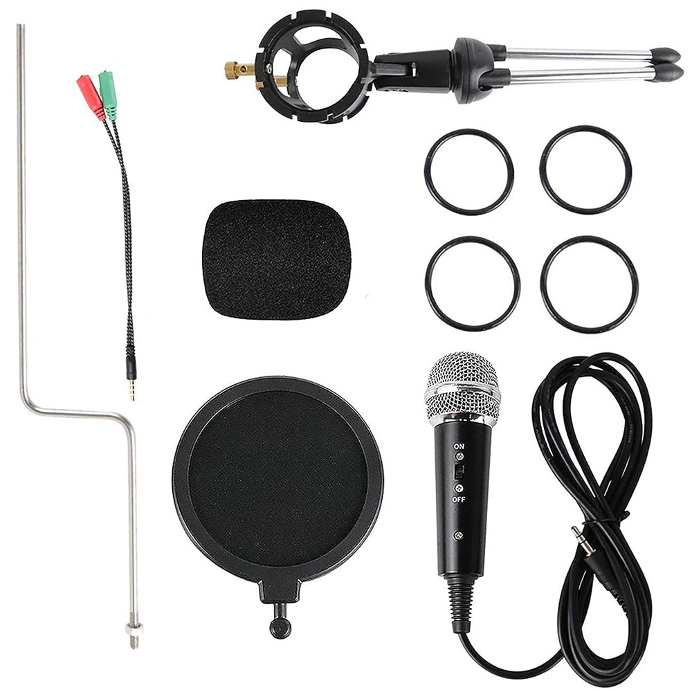 Black Condenser Microphone Recording 3.5mm Plug&Play for Mac PC Android Gaming