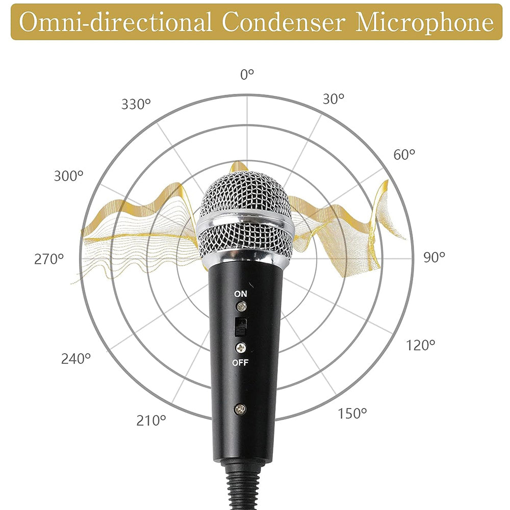 Black Condenser Microphone Recording 3.5mm Plug&Play for Mac PC Android Gaming