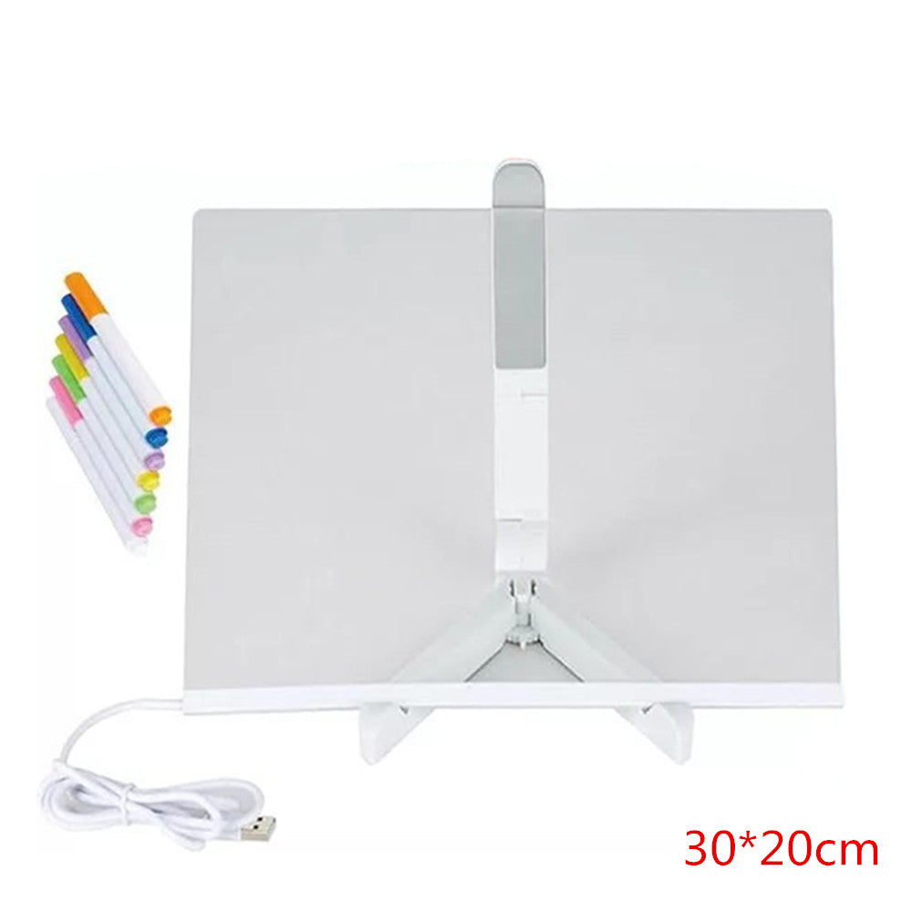 11.8x7.9" LED Message Note Board With Colors Acrylic Dry Erase Board With 7 Pens