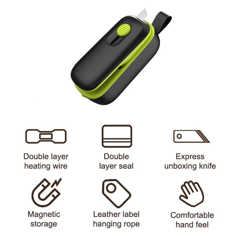 2 In 1 Mini Bag Heat Sealer With Cutter Portable Food Vacuum Sealer For Snack