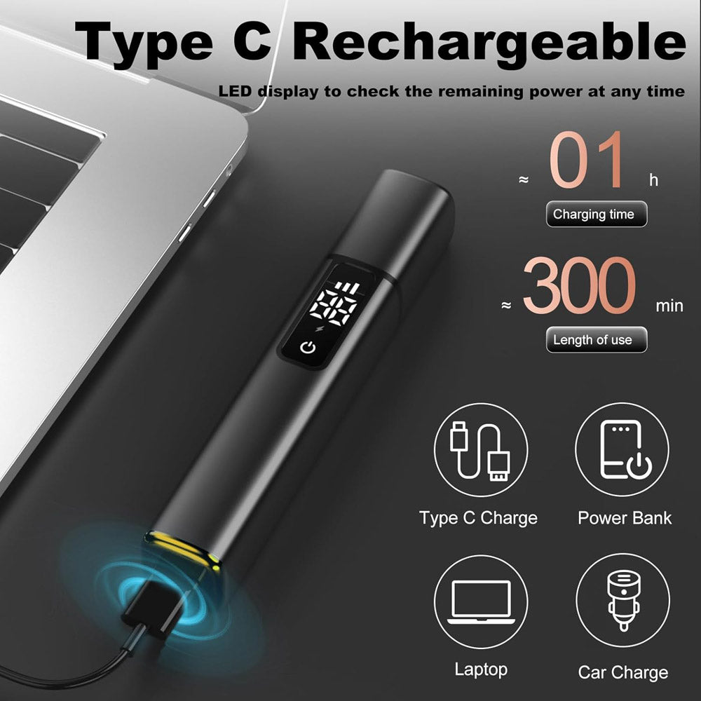 Nose Ear Hair Trimmer W/ LED Display USB Rechargeable Nose Trimmer Rechargeable