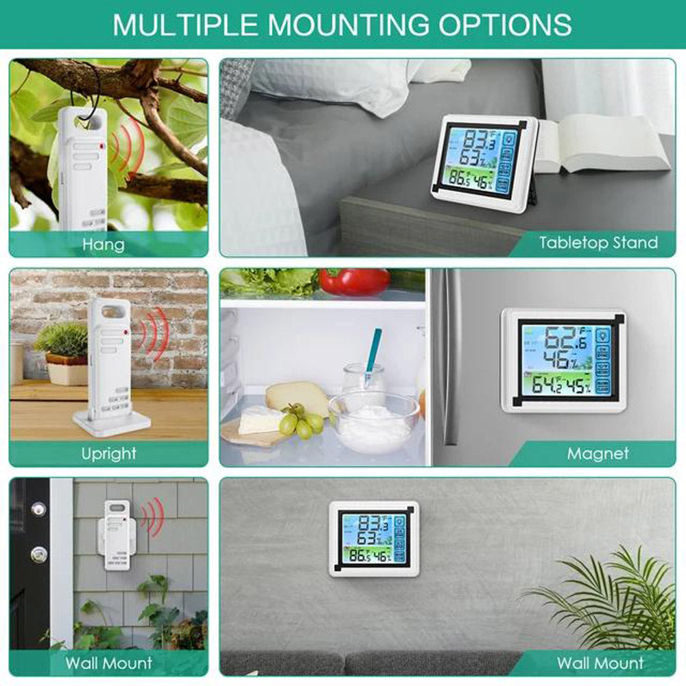 Digital LCD Indoor & Outdoor Weather Station Clock Calendar Wireless Thermometer