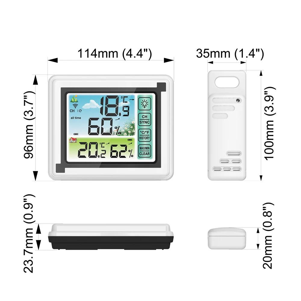 Digital LCD Indoor & Outdoor Weather Station Clock Calendar Wireless Thermometer