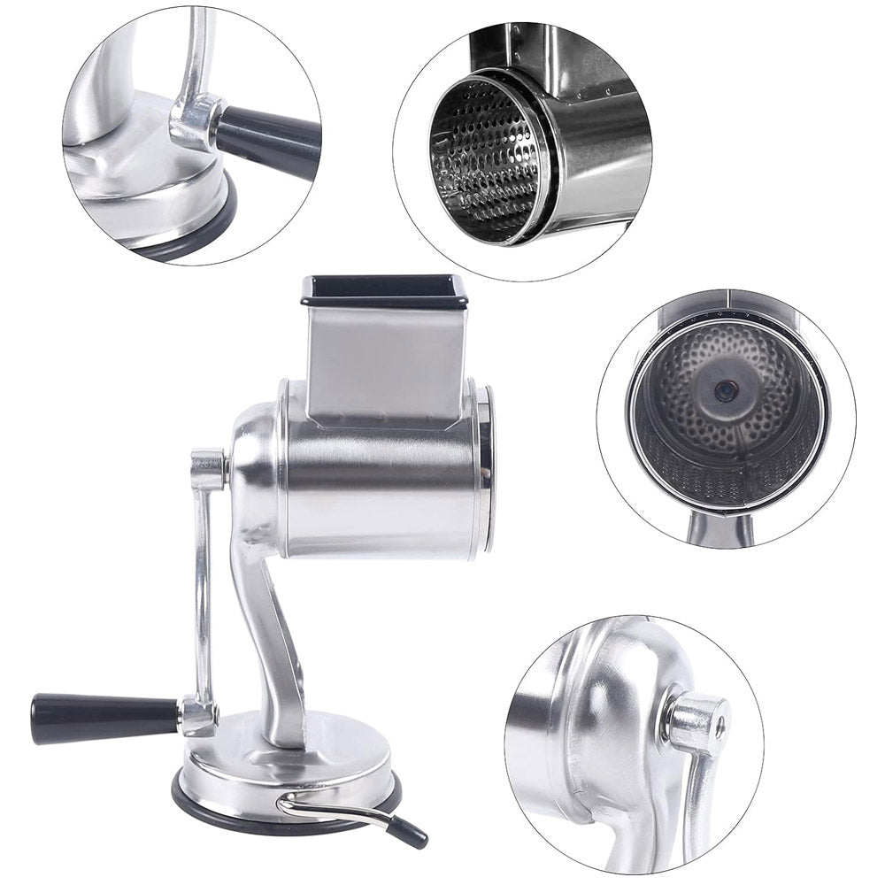 Stainless Steel Rotary Cheese Grater Hand Drum Slicer Crank Vegetable Chopper US