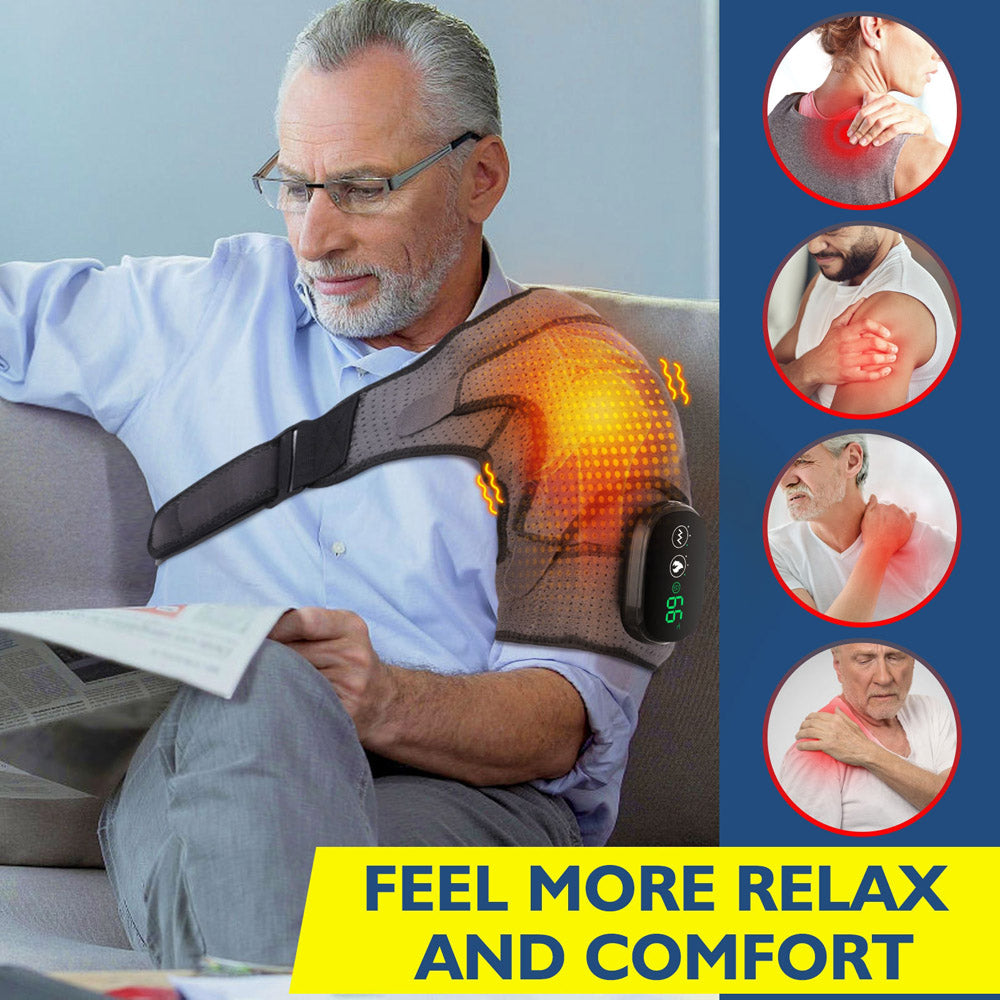 Electric Heated Shoulder Massager With Vibration Massage Brace Joint Pain Relief - 3 Heating Setting Shoulder Wrap Pad For Shoulder Comfort