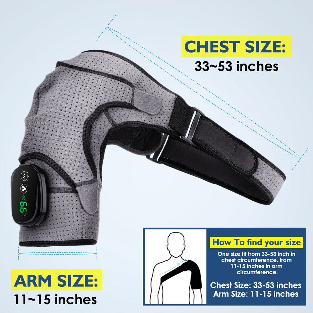 Electric Heated Shoulder Massager With Vibration Massage Brace Joint Pain Relief - 3 Heating Setting Shoulder Wrap Pad For Shoulder Comfort