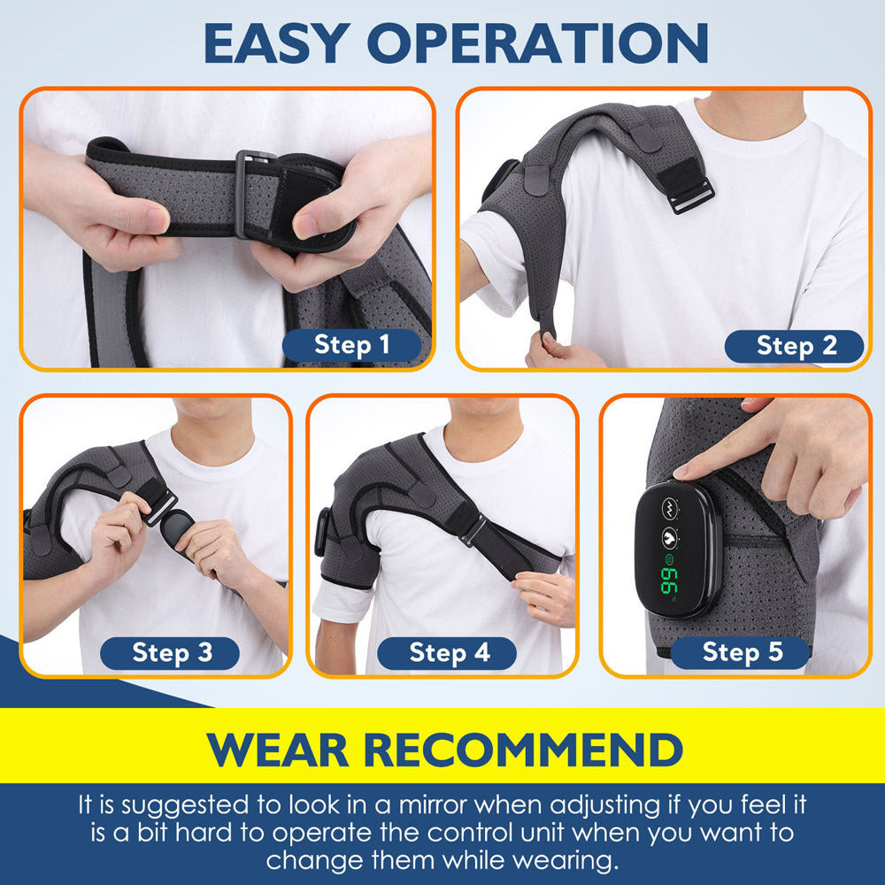 Electric Heated Shoulder Massager With Vibration Massage Brace Joint Pain Relief - 3 Heating Setting Shoulder Wrap Pad For Shoulder Comfort