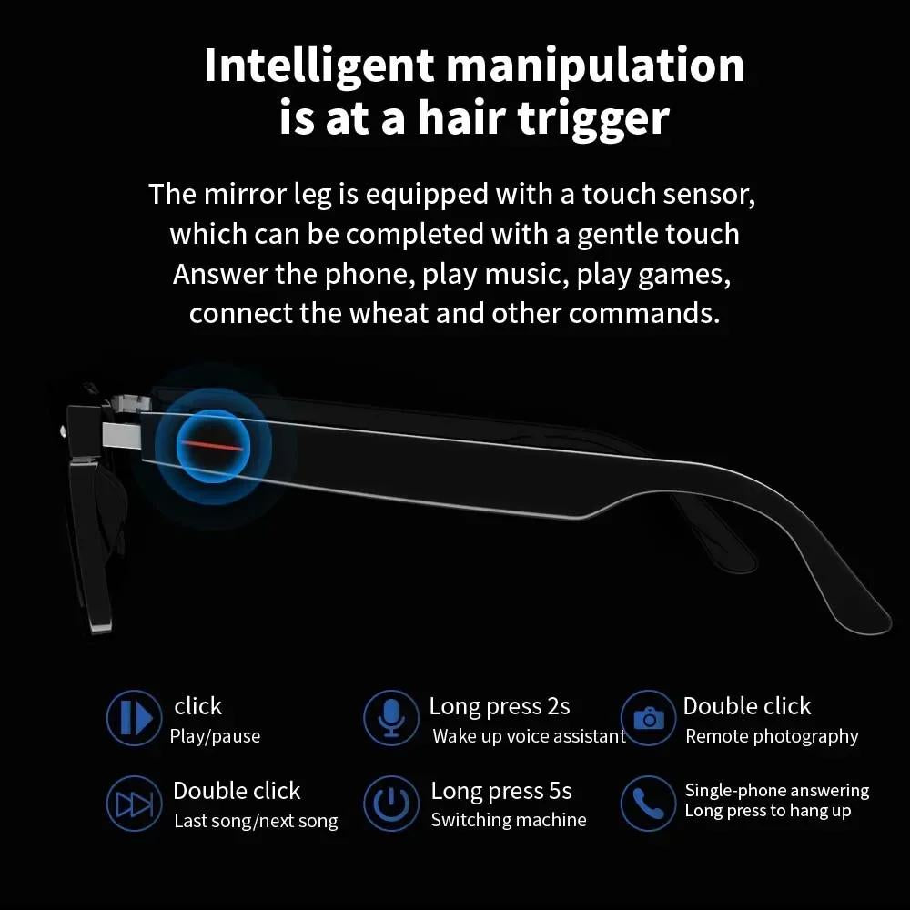 Smart Glasses Polarized Bluetooth 5.3 Call Music Sunglasses Headset Headphone