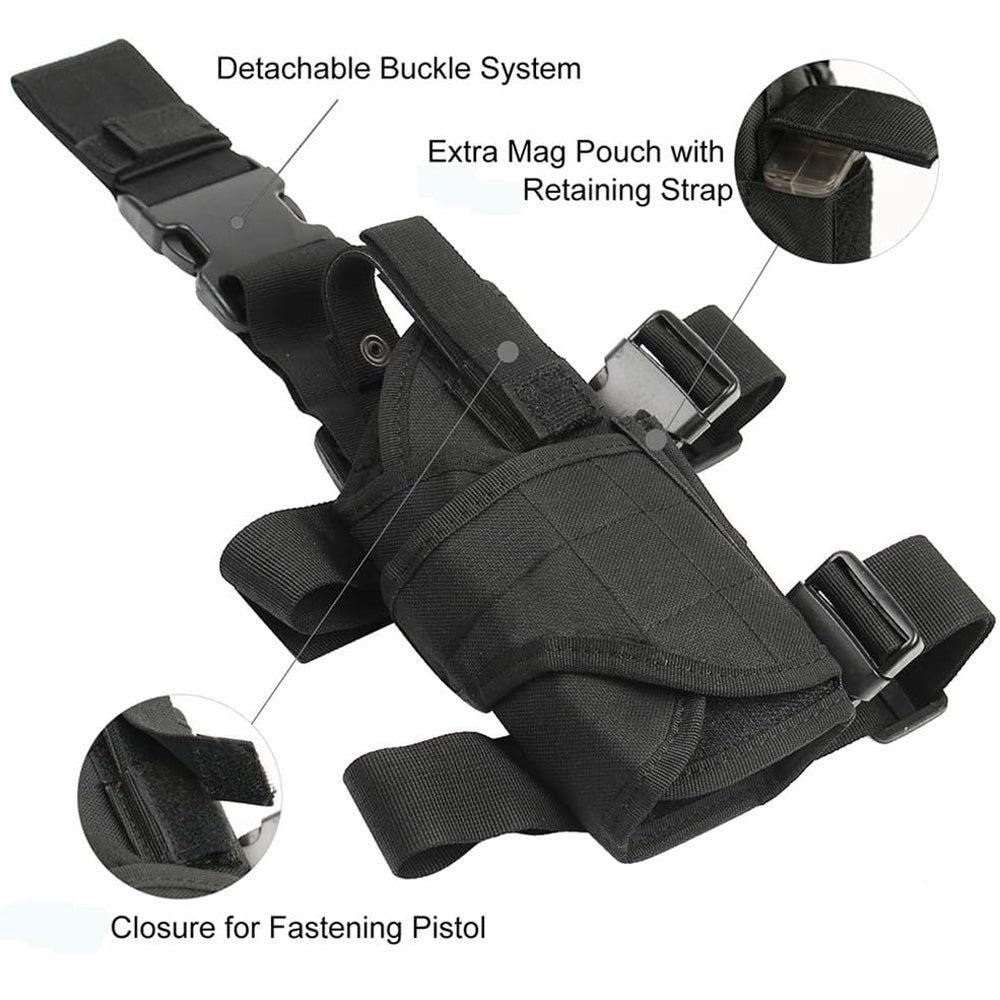 Tactical Holster Adjustable Pistol Gun Drop Leg Thigh Magazine Pouch Right Hand Hunting Shooting Sport Accessory For Men Women