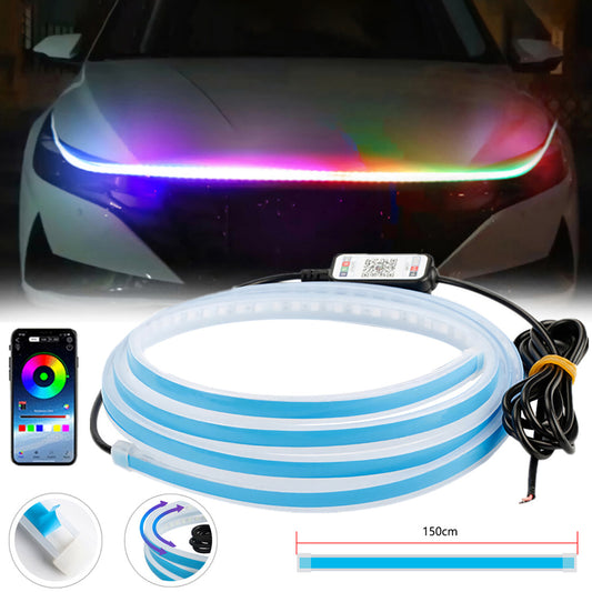 Dynamic Scan Start Up Hoodbeam Kit Flexible Car Hood LED Strip Lights 150CM