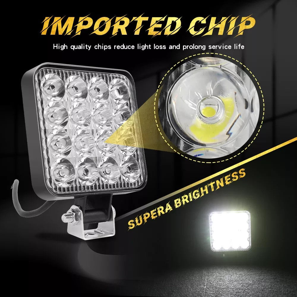 12V 4PCS Square LED Work Light Pods Spot Lights For Truck Off Road 4X4 Tractor
