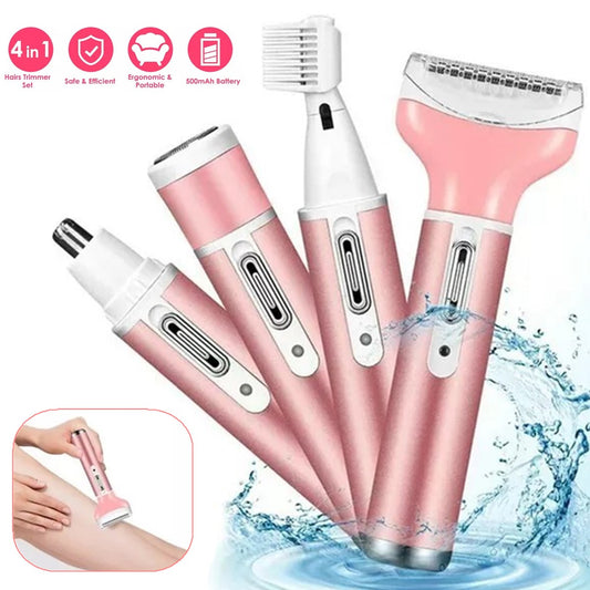 4 In 1 Women Electric Shaver Rechargeable Waterproof Razor Painless Epilator