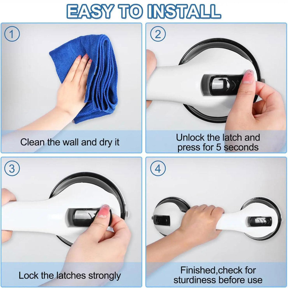 2 Packs Shower Grab Bar 12" Showers Suction Bar Handle Bathroom Safety Grip Handle