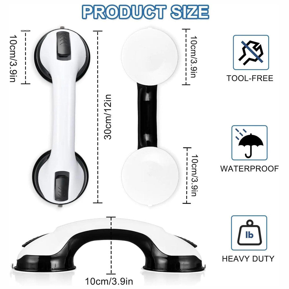 2 Packs Shower Grab Bar 12" Showers Suction Bar Handle Bathroom Safety Grip Handle